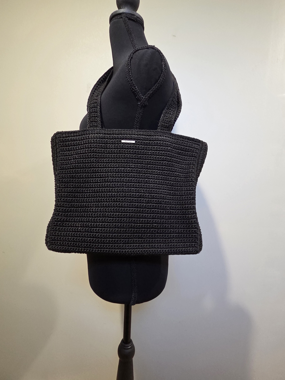 The Sak Black Crochet Shoulder Tote